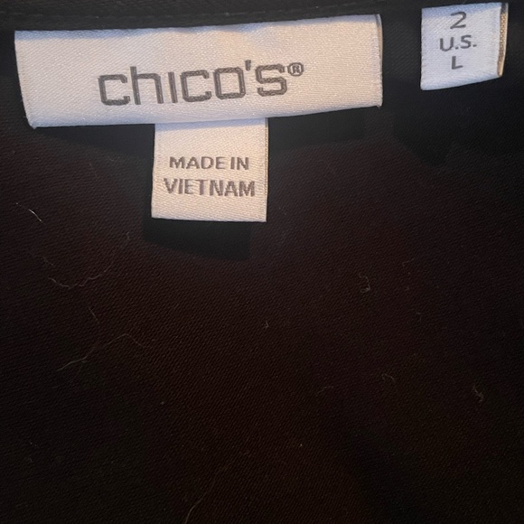 Chico's Asymmetrical Black and Orange 3/4 Sleeve Blouse - Picture 10 of 11